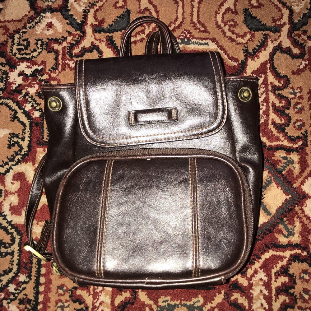 Brown Leather Mini Backpack - image 1